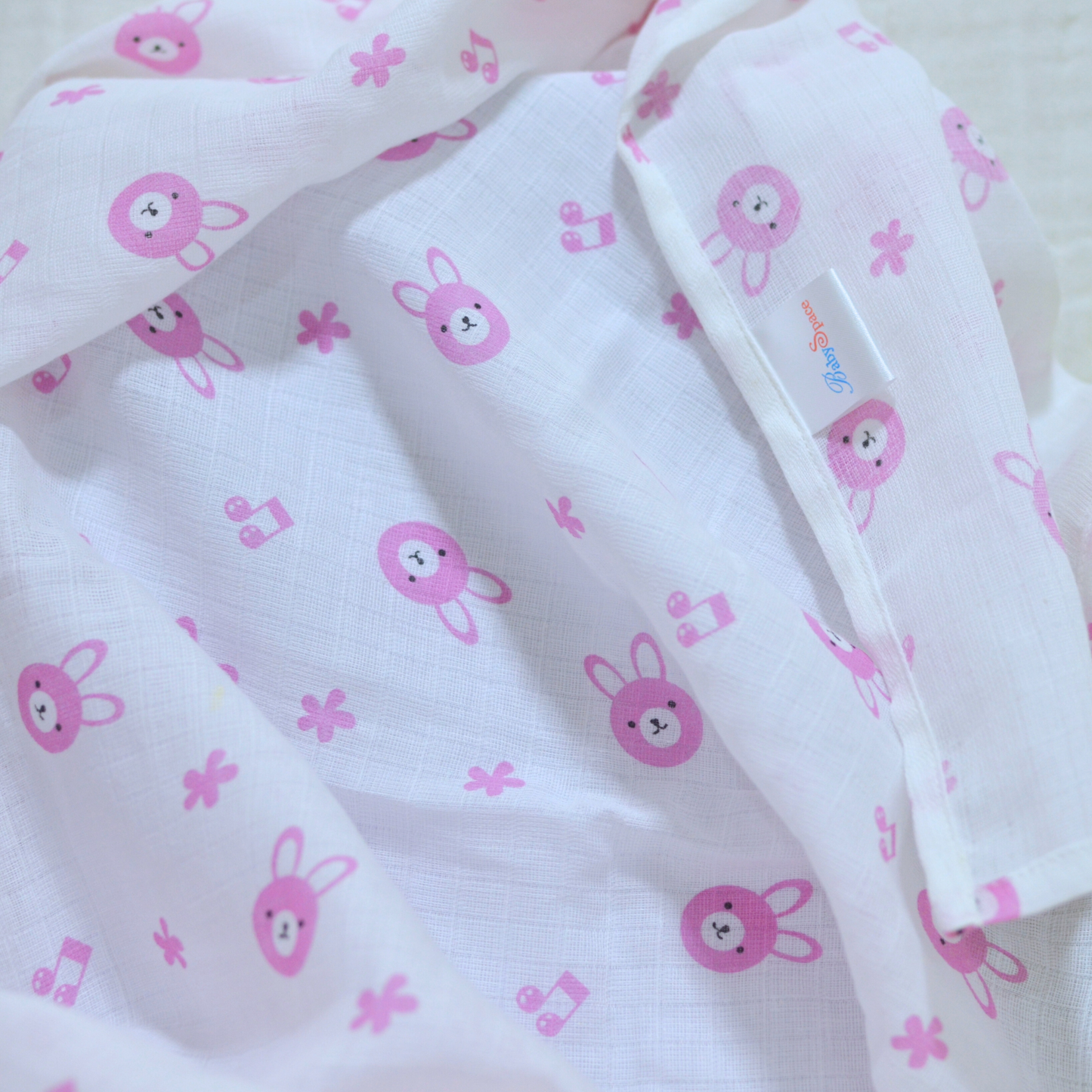 Muslin Swaddle 100% Cotton Printed - 120 x 120 cm - Bunny print