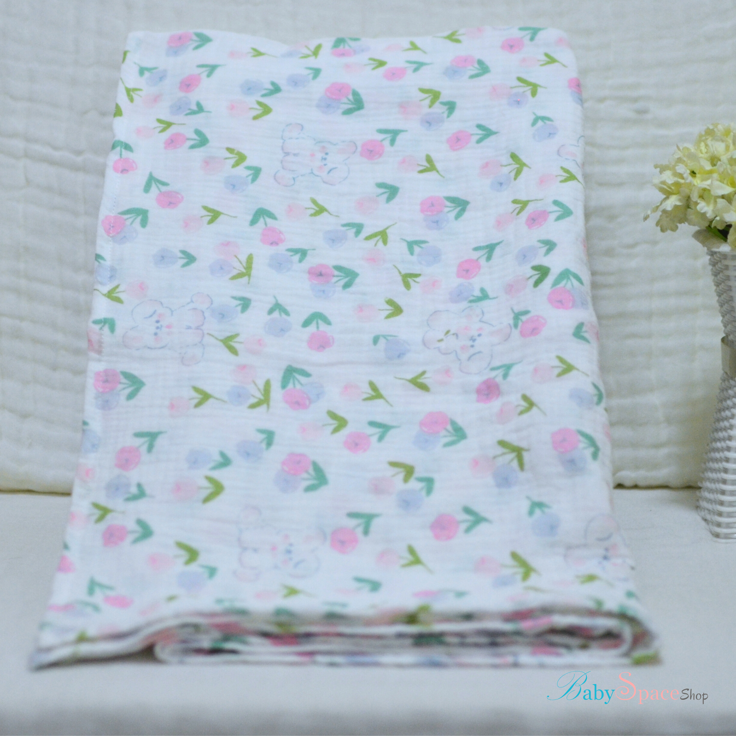 Double Crepe Muslin Cotton Receiving Baby Blanket 90x90cm