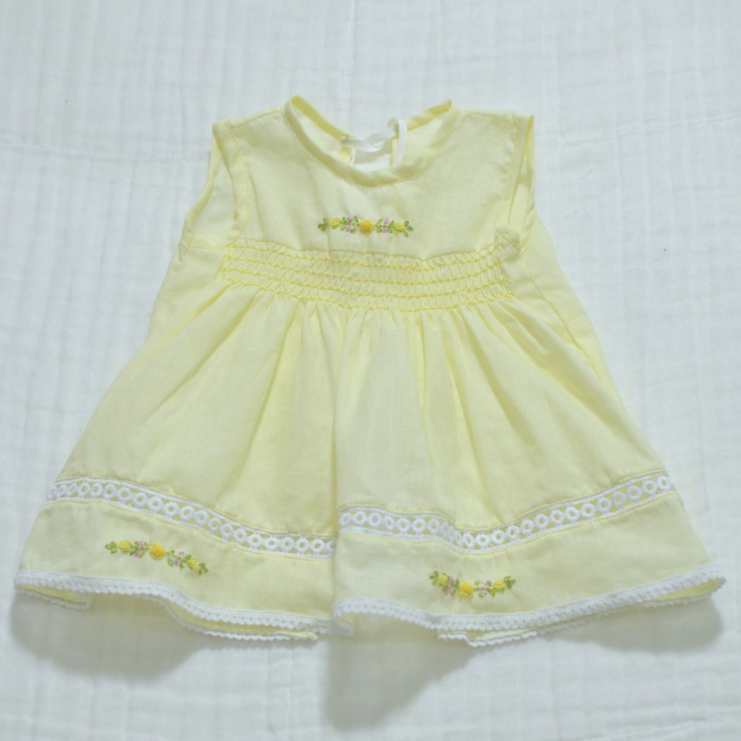 Handmade Smocked Newborn Dress Pink,Yellow,Blue - 0 to 3 month