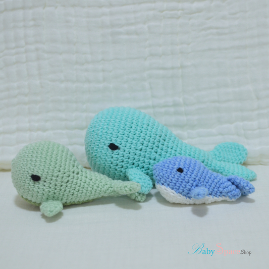 Handmade Crochet Rattle Whales Collection