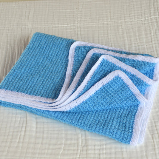 Handmade Crochet Toddler Blanket Blue  - 150 x 100cm