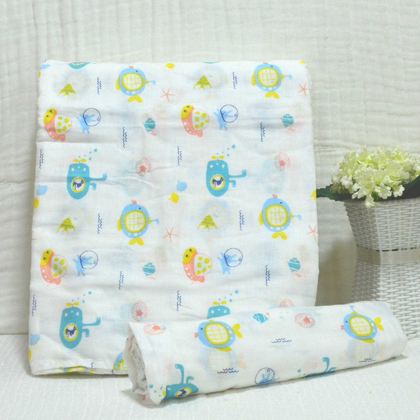 Muslin Swaddle Blankets - Plain 120 x 120 cm Collection