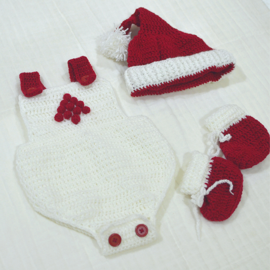 Christmas Crochet Suit, Hat, Socks Set 0 to 3 month