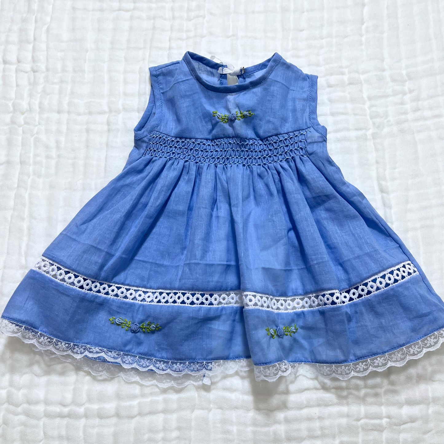 Handmade Smocked Newborn Dress Pink,Yellow,Blue - 0 to 3 month