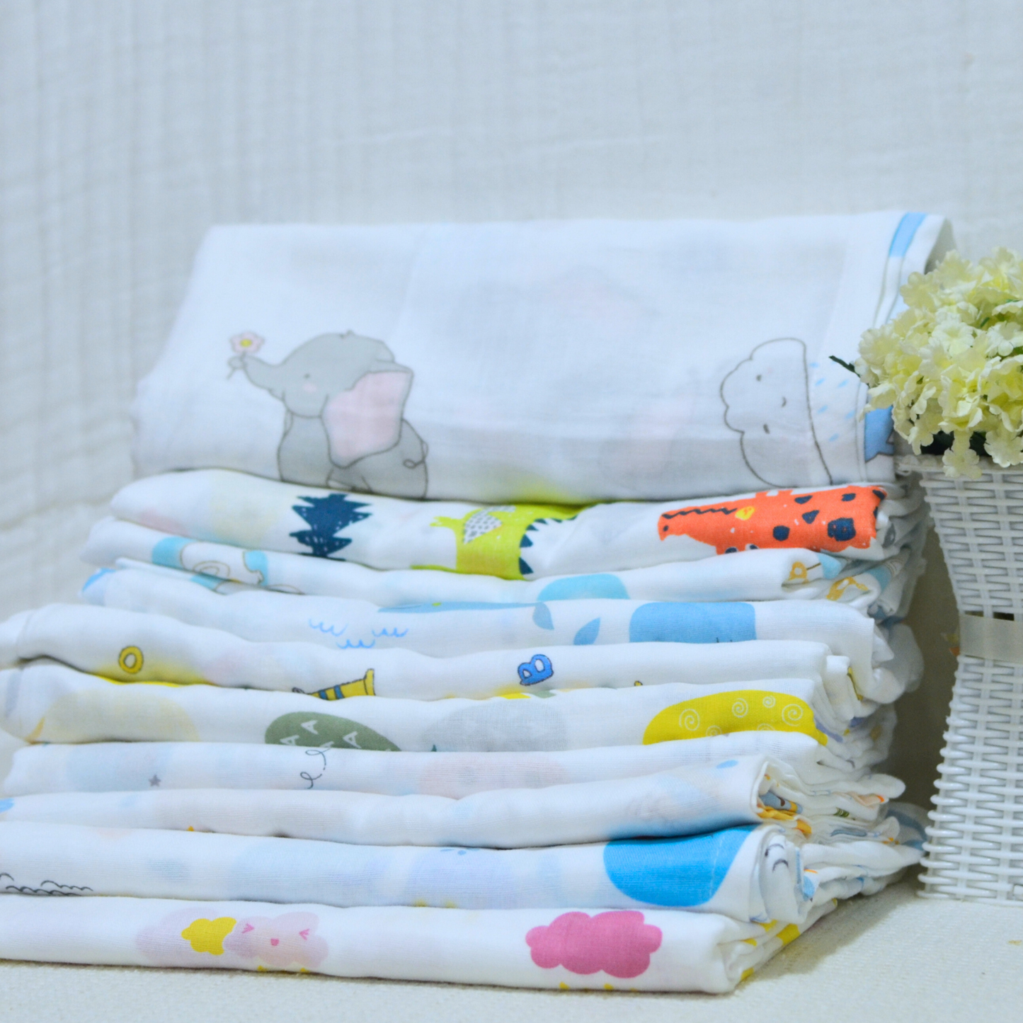 Muslin Swaddle Blankets - Plain 120 x 120 cm Collection III