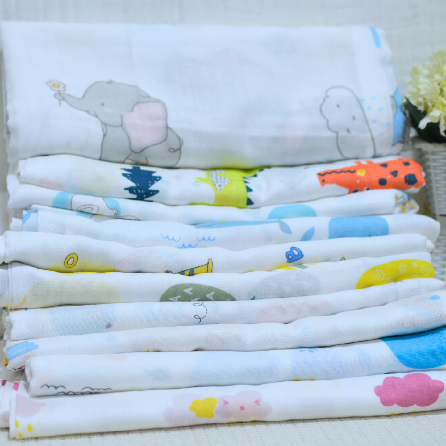 Muslin Swaddle Blankets - Plain 120 x 120 cm Collection III