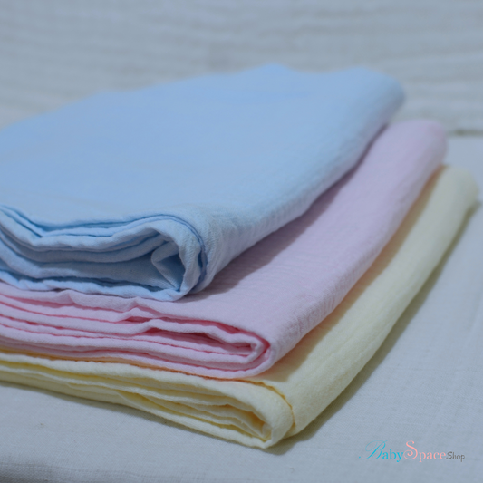 Double Crepe Muslin Cotton Baby Blanket 90x90cm (Colours)