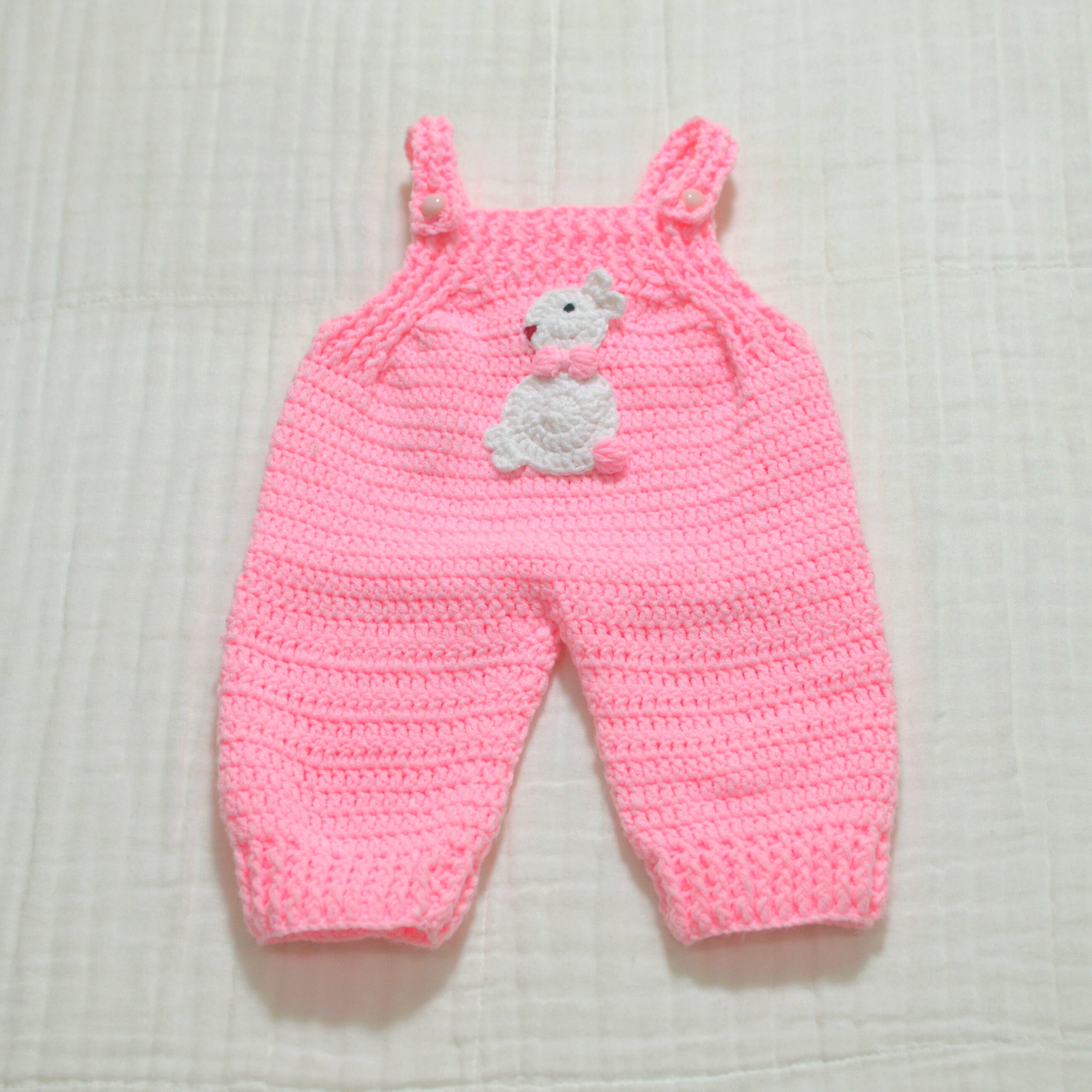 Knitted / Crochet Baby Dungaree 0 - 3 months Pink