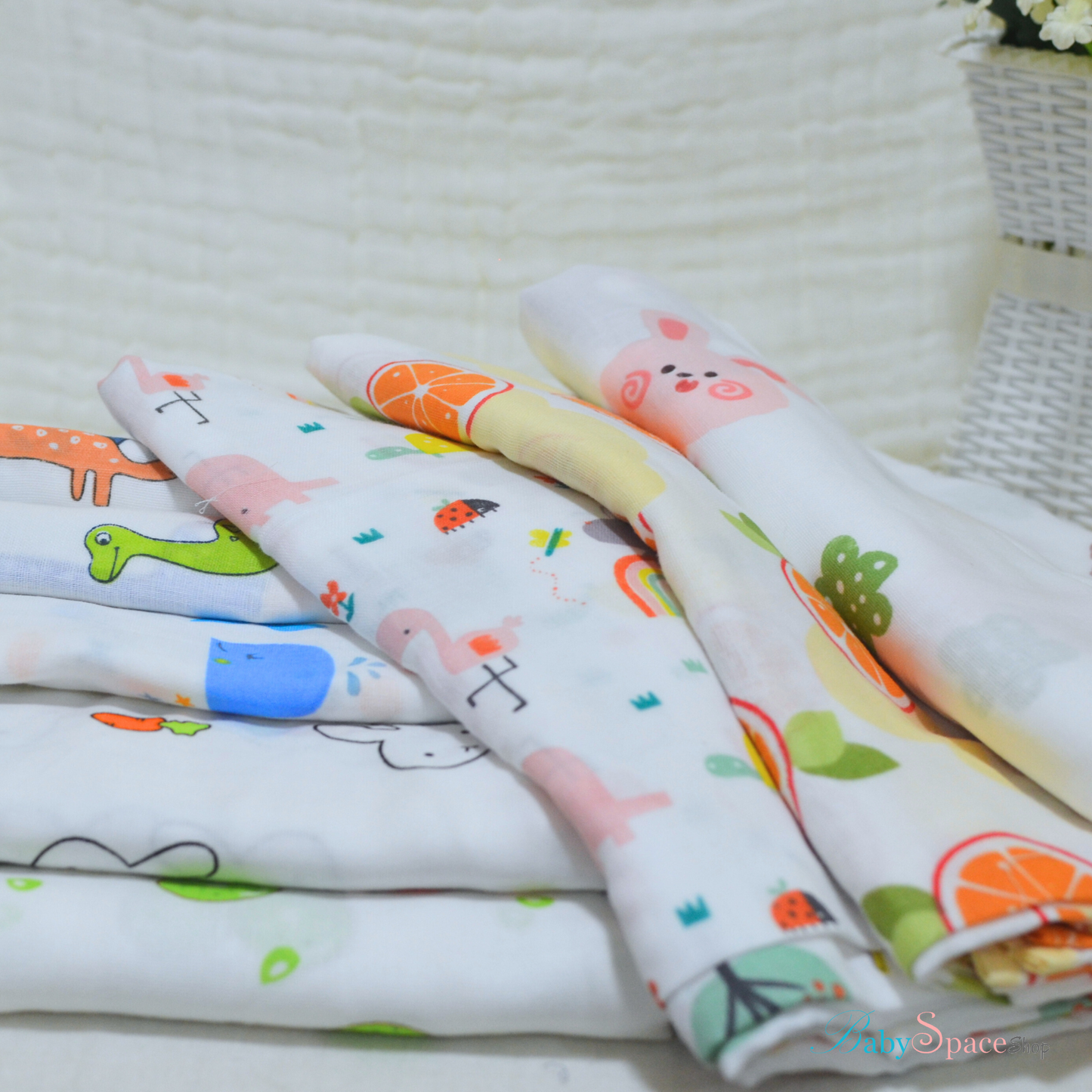 Muslin Swaddle Blankets - Plain 120 x 120 cm Collection V