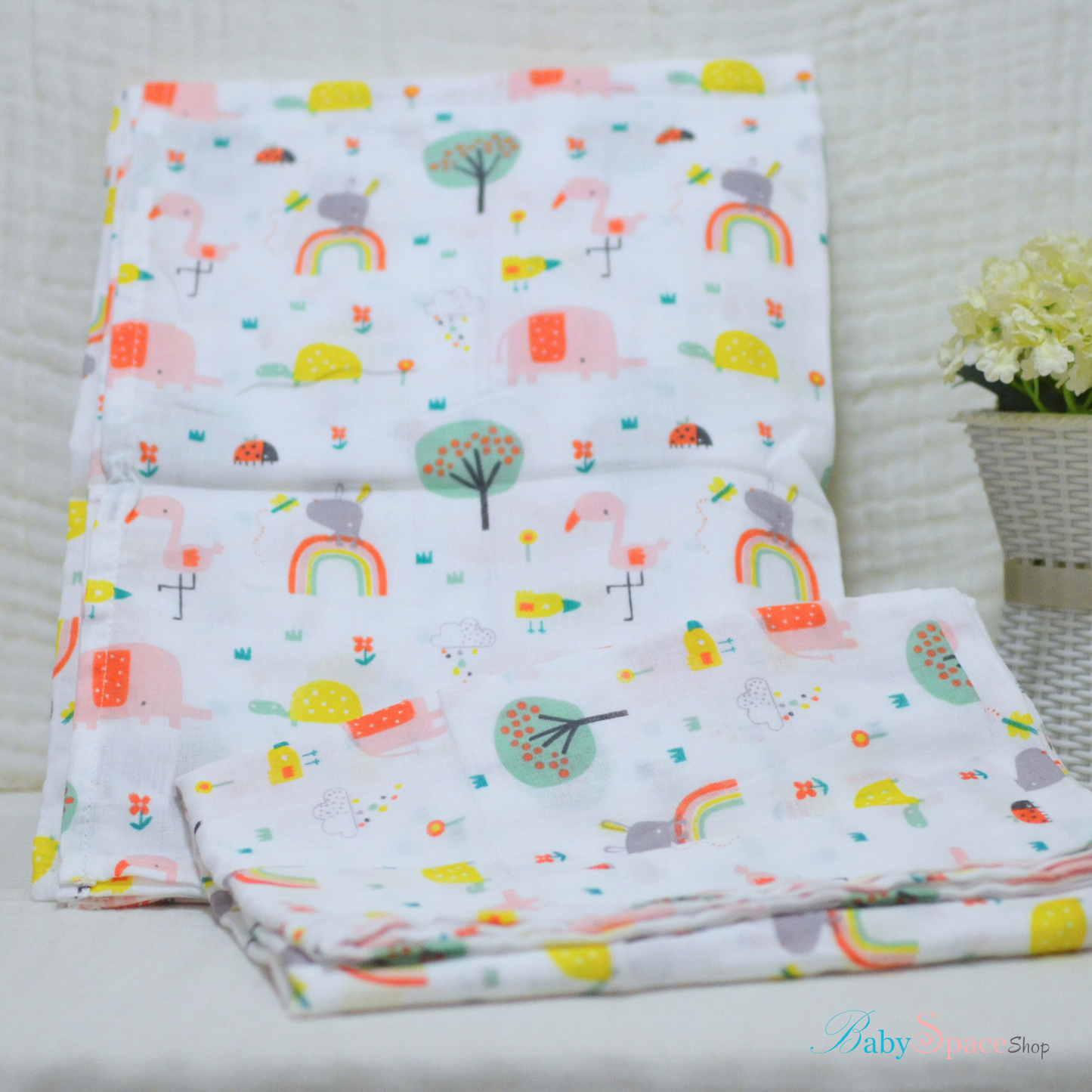 Muslin Swaddle Blankets - Plain 120 x 120 cm Collection V