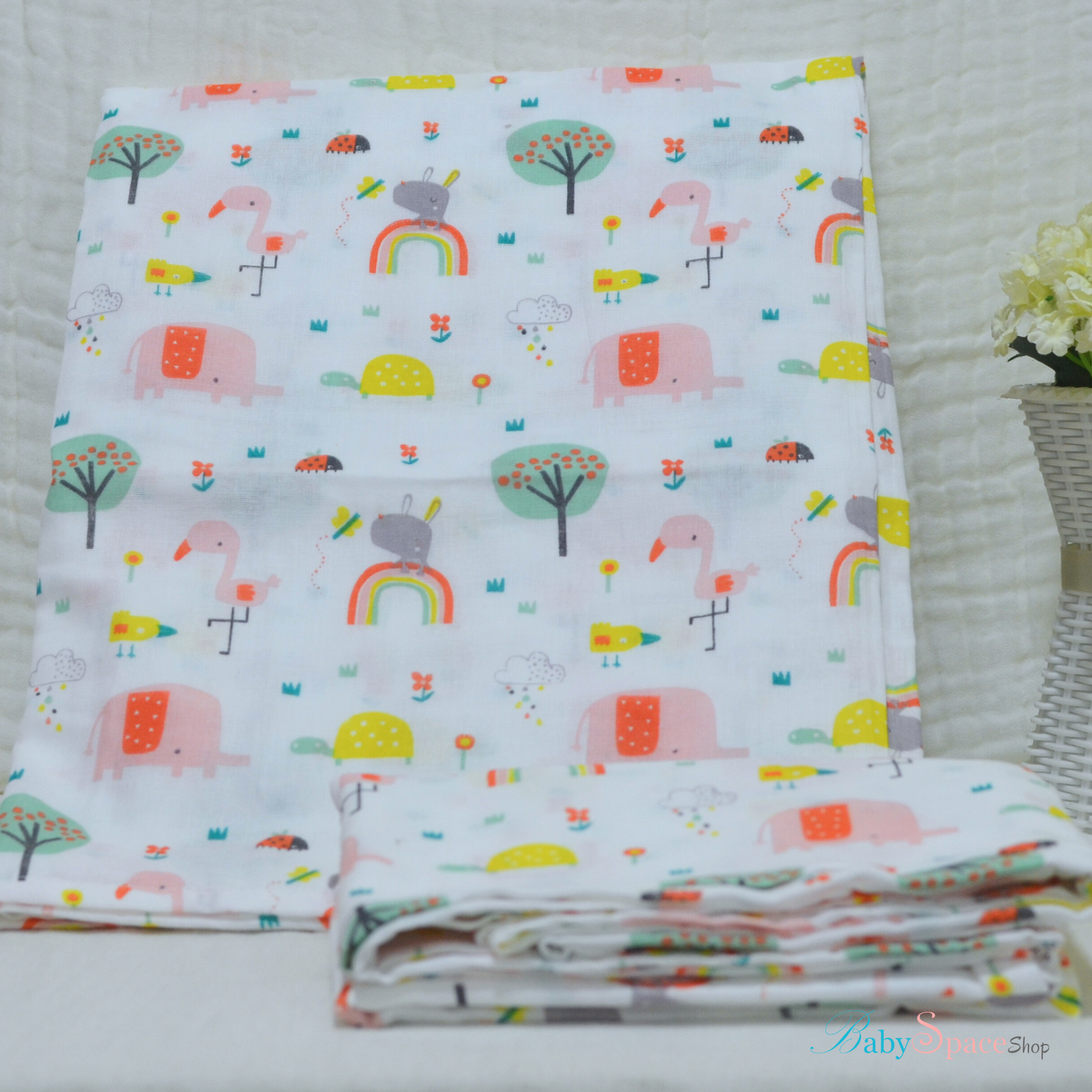 Muslin Swaddle Blankets - Plain 120 x 120 cm Collection V