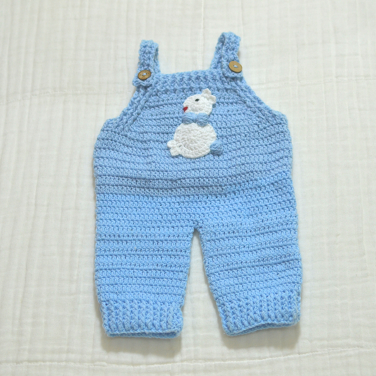 Crochet Baby Dungaree 0 - 3 months BLUE