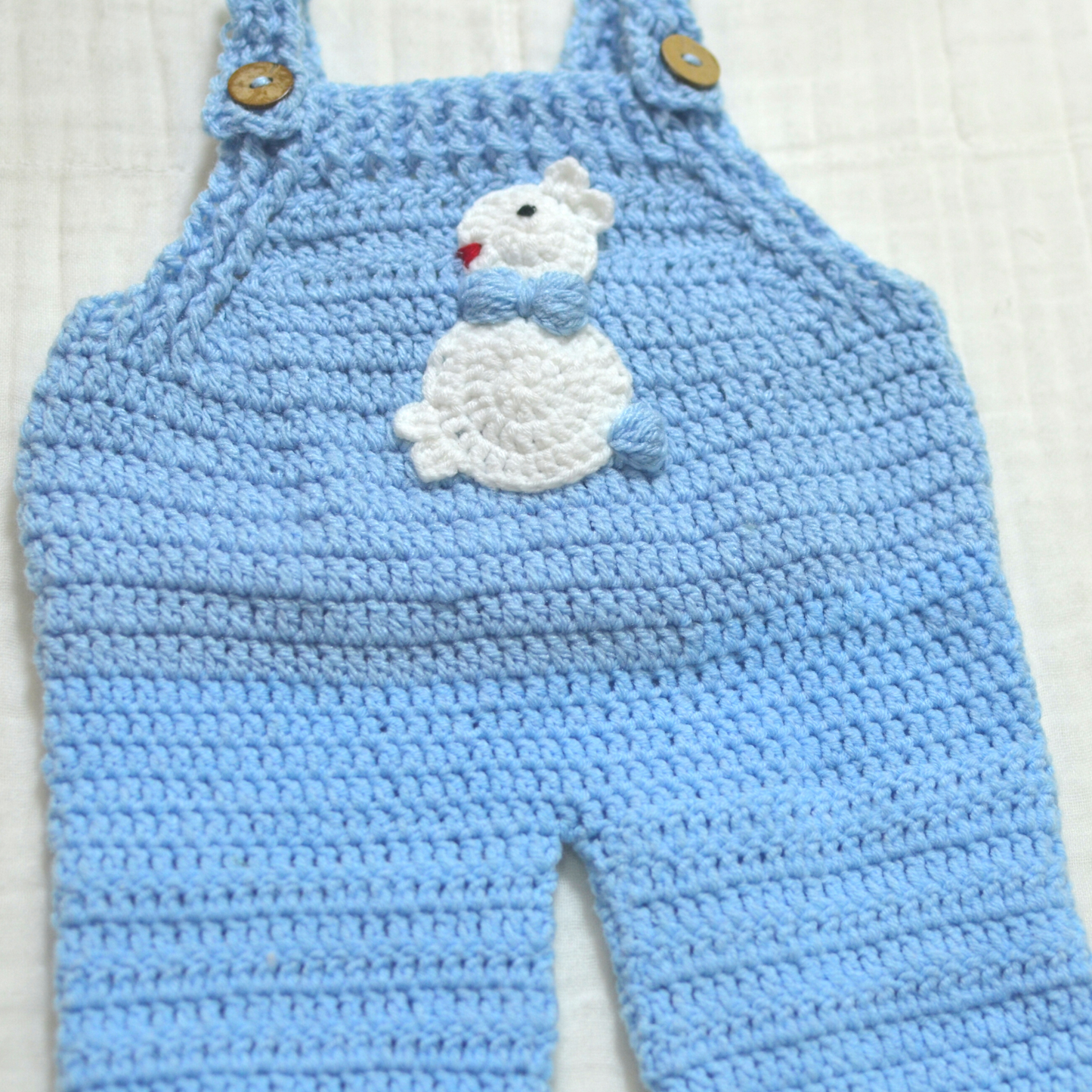 Crochet Baby Dungaree 0 - 3 months BLUE