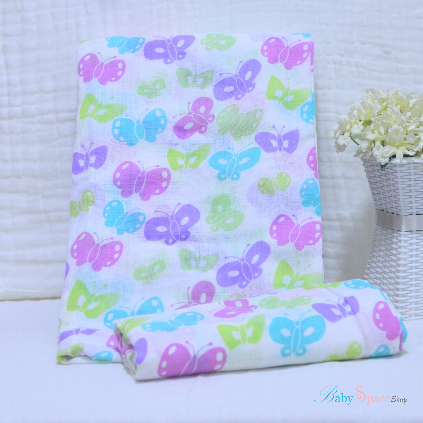 Muslin Cotton Receiving Baby Blanket 86x86cm