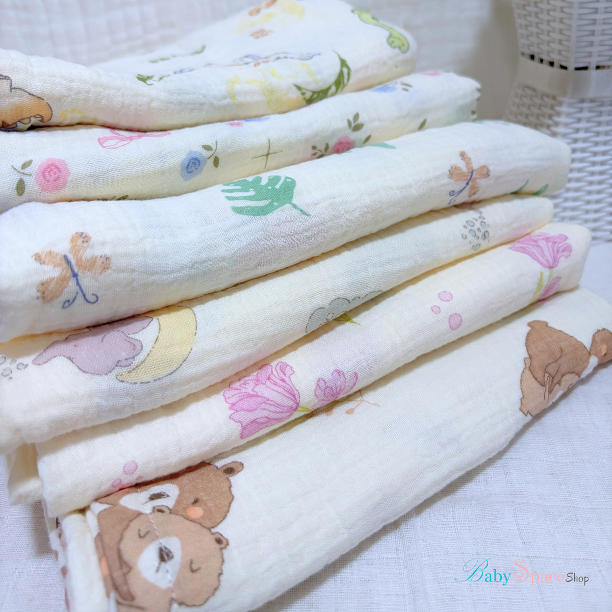 Muslin Crepe Cotton Receiving Baby Blanket 95x95cm II
