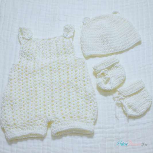 Crochet Baby Dungaree and Hat Socks - Newborn size