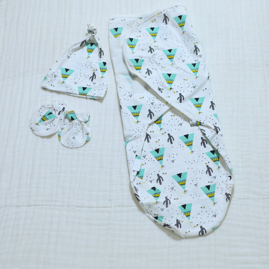 Baby Swaddling Sleep Sack With Hat and Mittens - 3 to 6 Month Size
