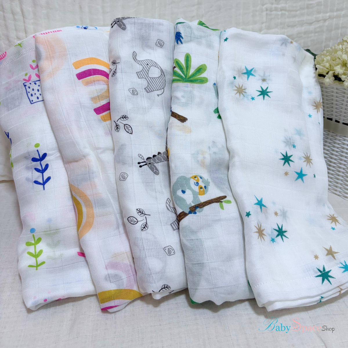 Muslin Swaddle - Printed - 70% Bamboo 30% Cotton 120x120cm III