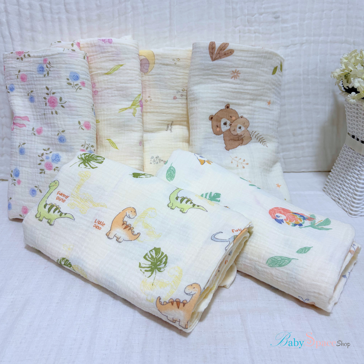 Muslin Crepe Cotton Receiving Baby Blanket 95x95cm II