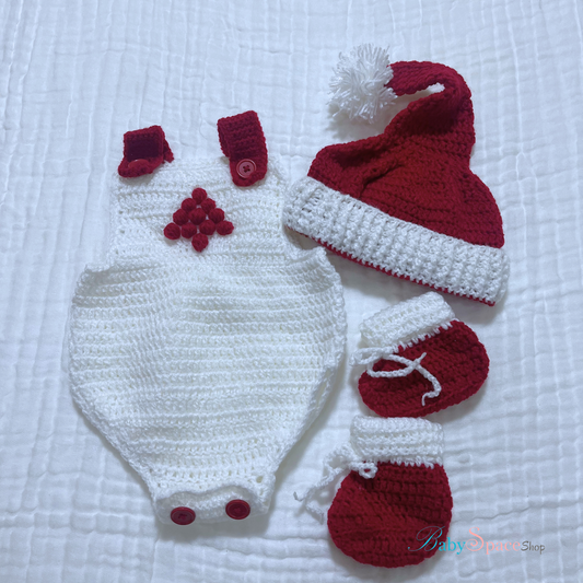 Christmas Crochet Suit, Hat, Socks Set 0 to 3 month