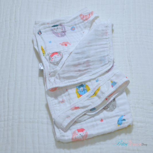 Muslin Hooded Baby Blanket  - 90x90cm II