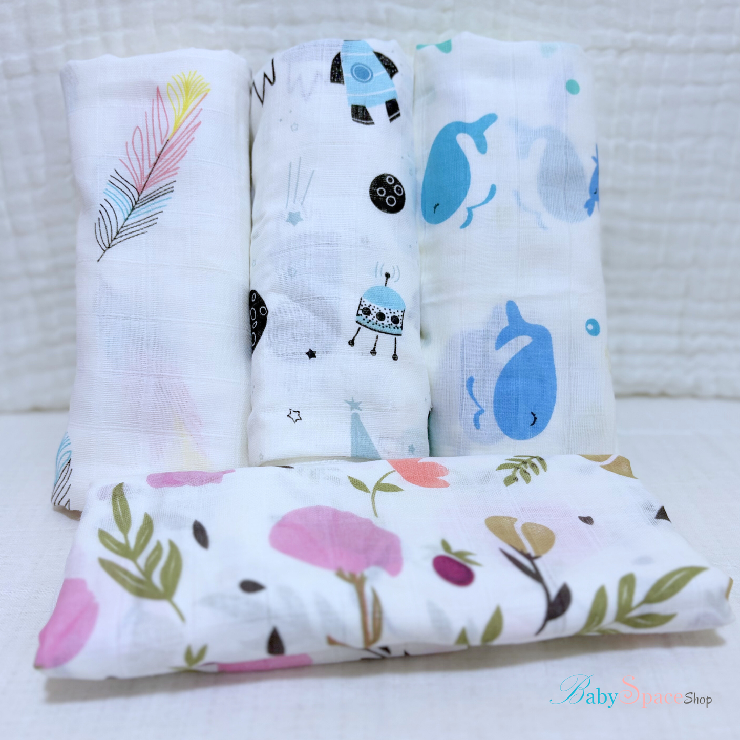 Muslin Swaddle Blankets - 100% Cotton Square 120 x 120 cm Collection III