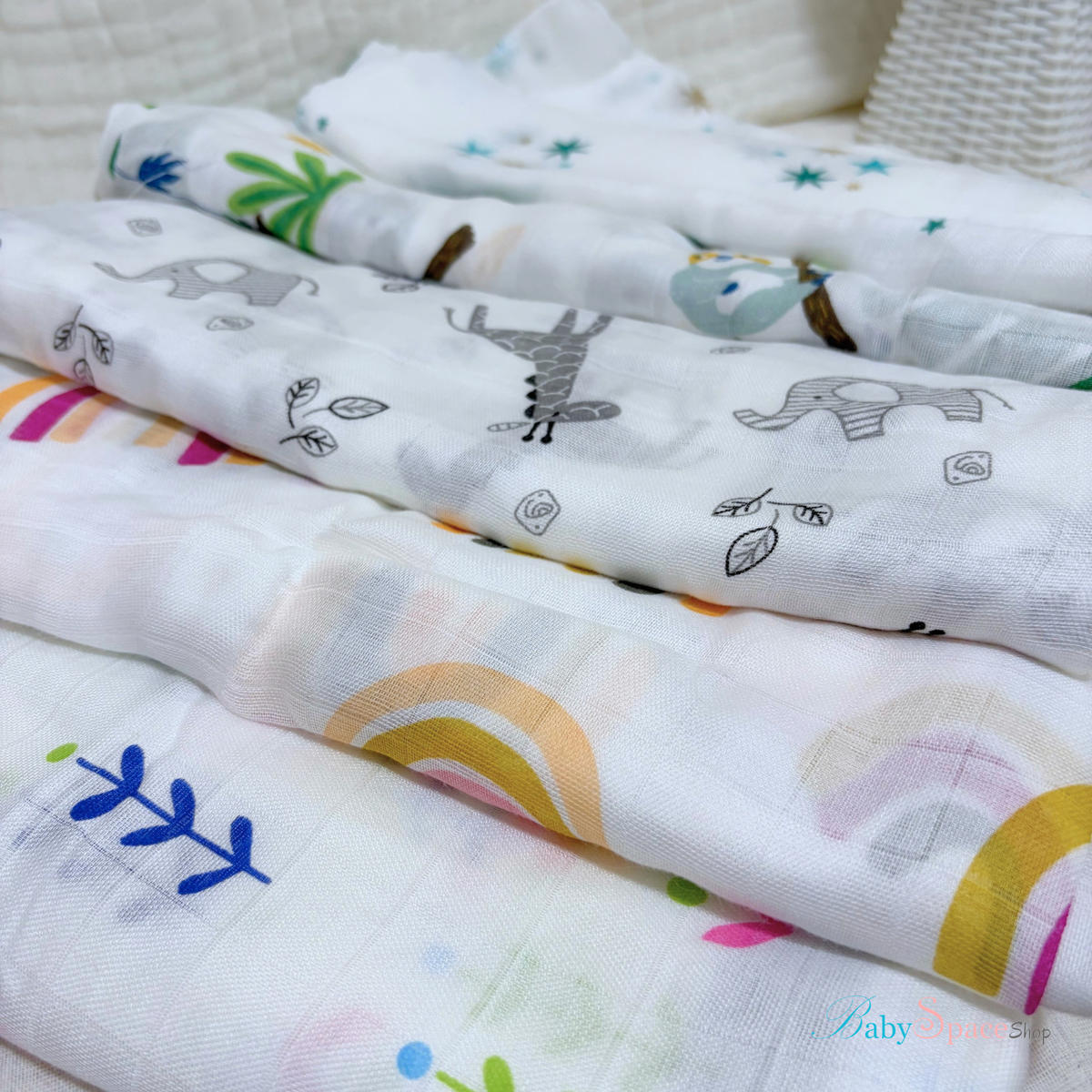 Muslin Swaddle - Printed - 70% Bamboo 30% Cotton 120x120cm III