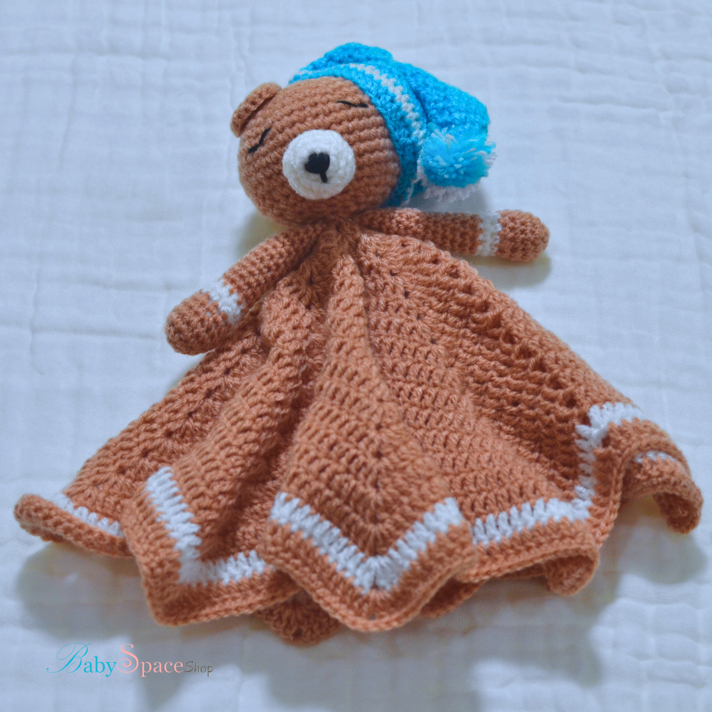 Handmade Crochet Bear Security Blanket