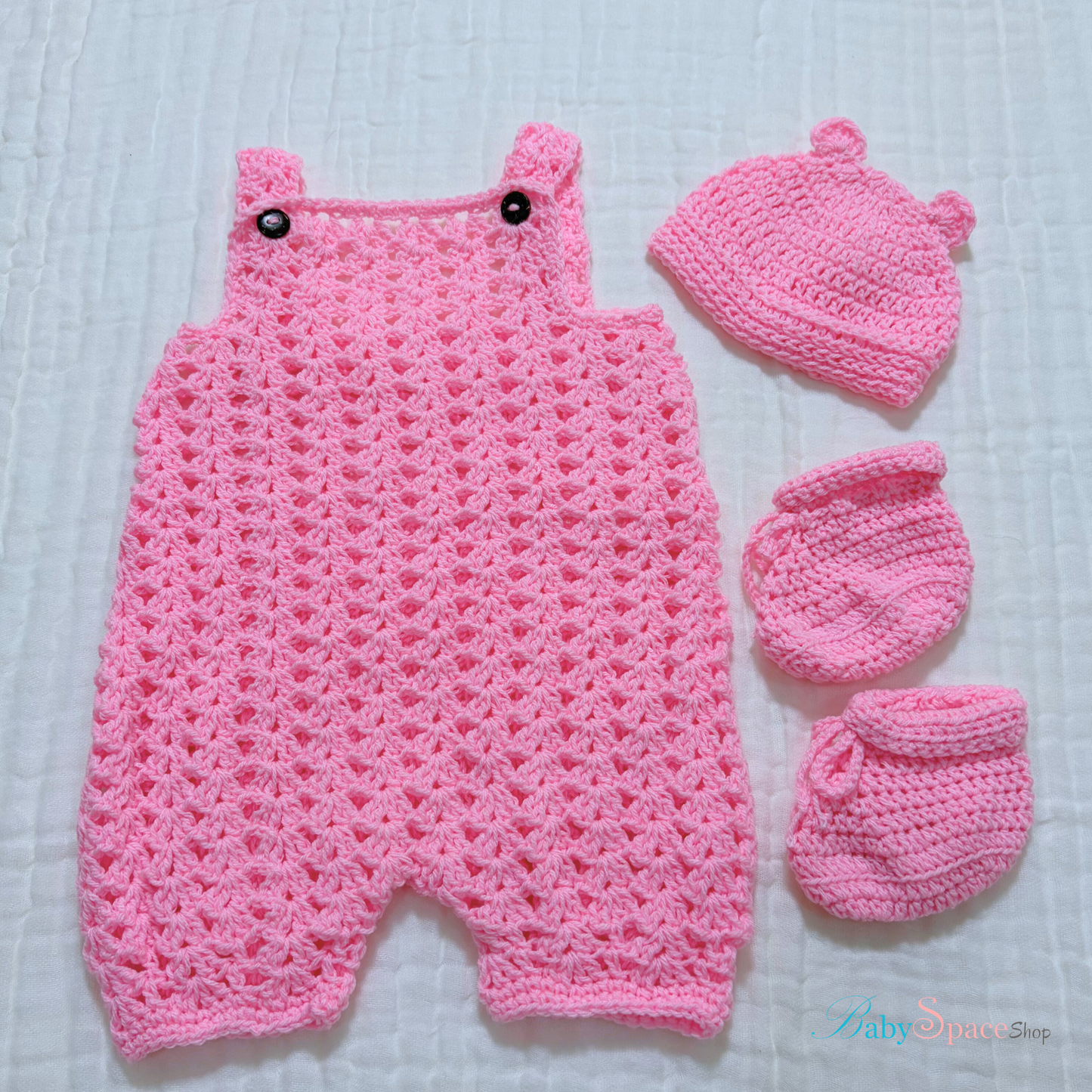 Crochet Dungaree, Hat and Socks - 0 to 3 Month