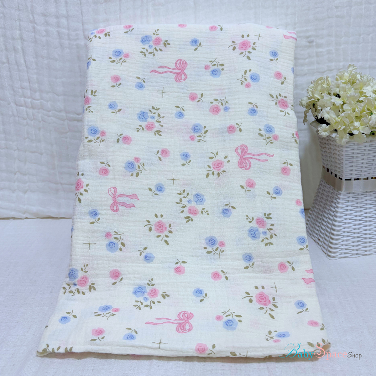 Muslin Crepe Cotton Receiving Baby Blanket 95x95cm II