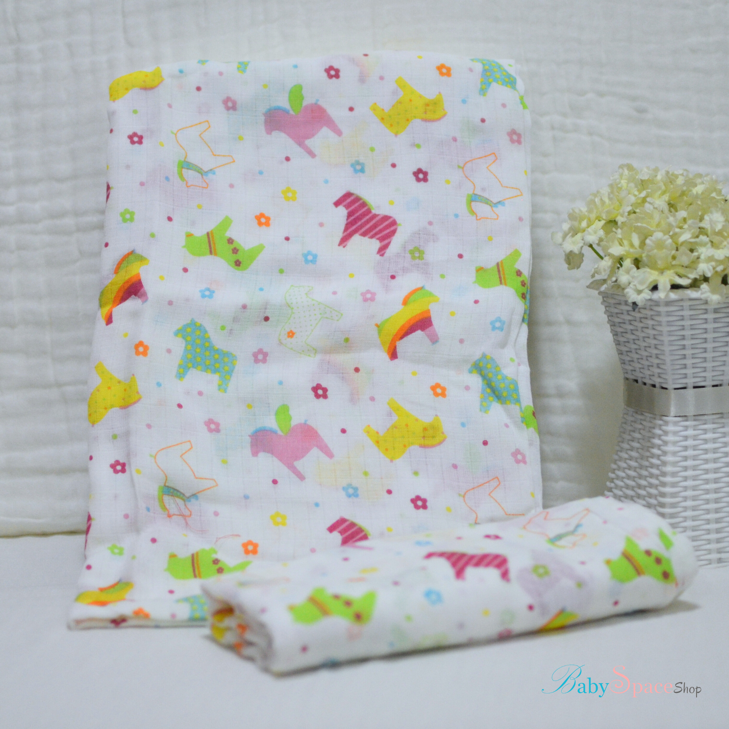 Muslin Cotton Receiving Baby Blanket 86x86cm