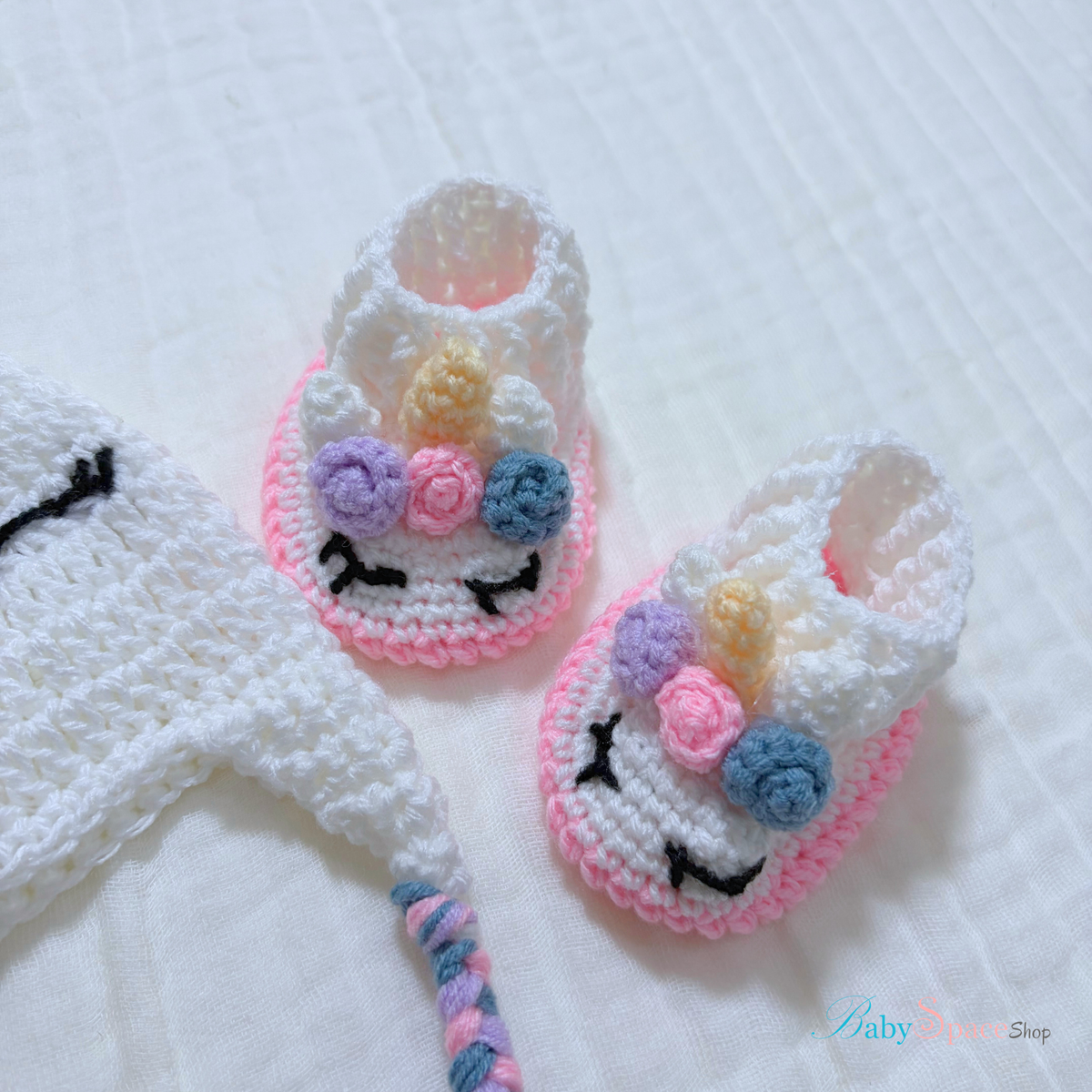 Crochet Baby Animal Hat and Shoe Newborn Size