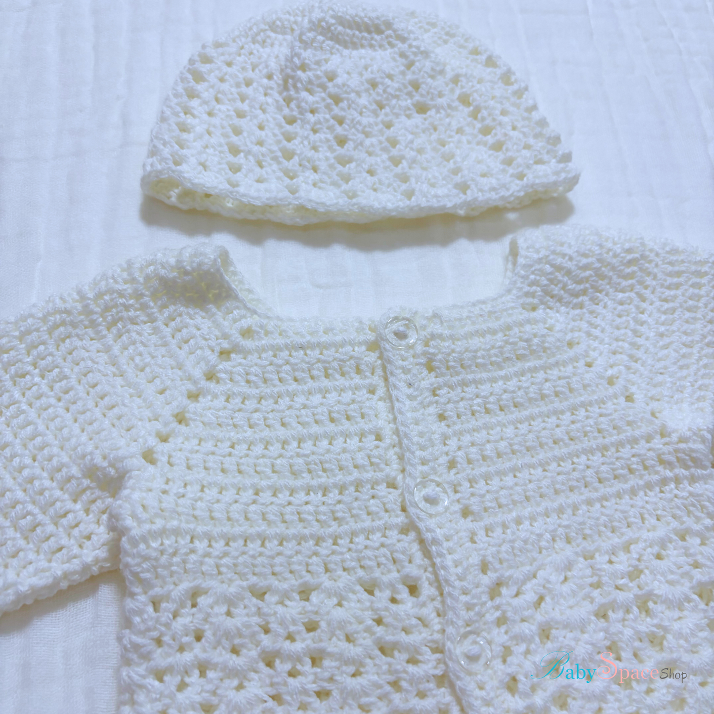 Crochet Baby Ful Body Suit With Hat and Socks - 0 to 3 Month