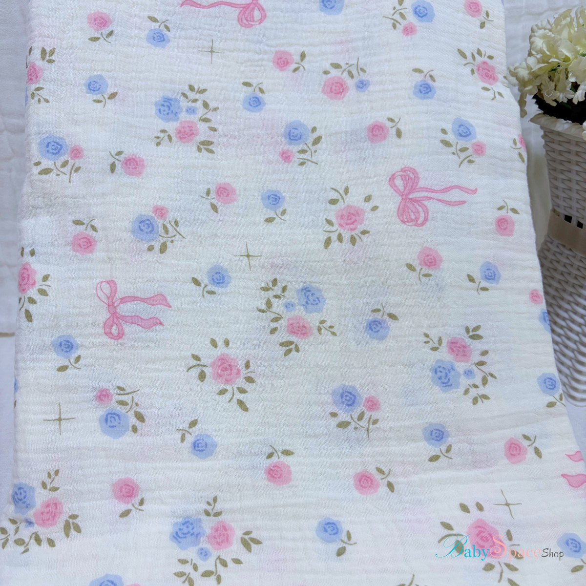 Muslin Crepe Cotton Receiving Baby Blanket 95x95cm II