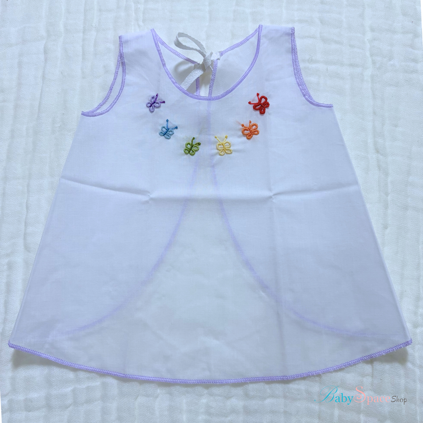 Handmade Newborn Shirt/Dress - Muslin Purple Border