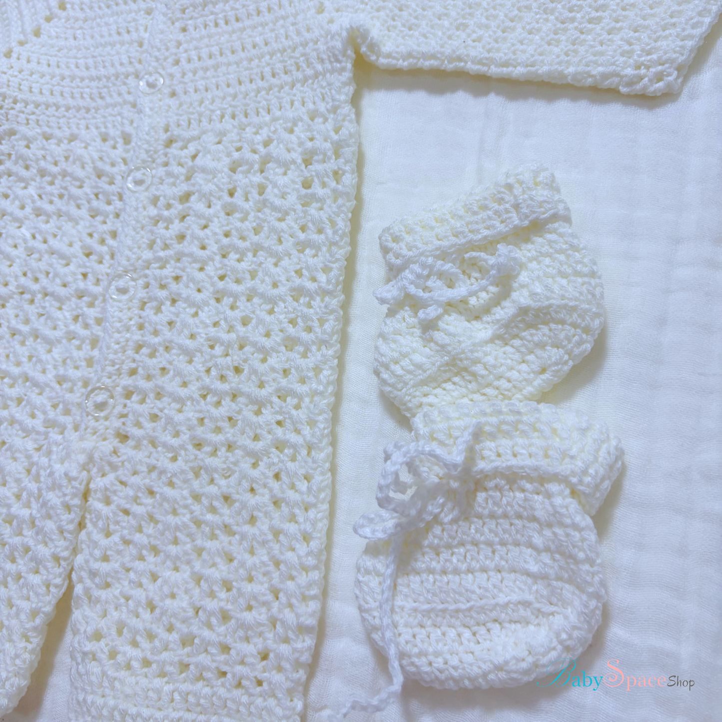 Crochet Baby Ful Body Suit With Hat and Socks - 0 to 3 Month