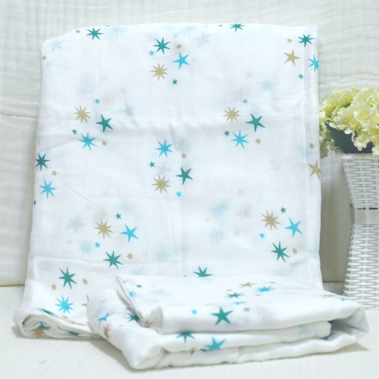 Muslin Swaddle - Printed - 70% Bamboo 30% Cotton 120x120cm