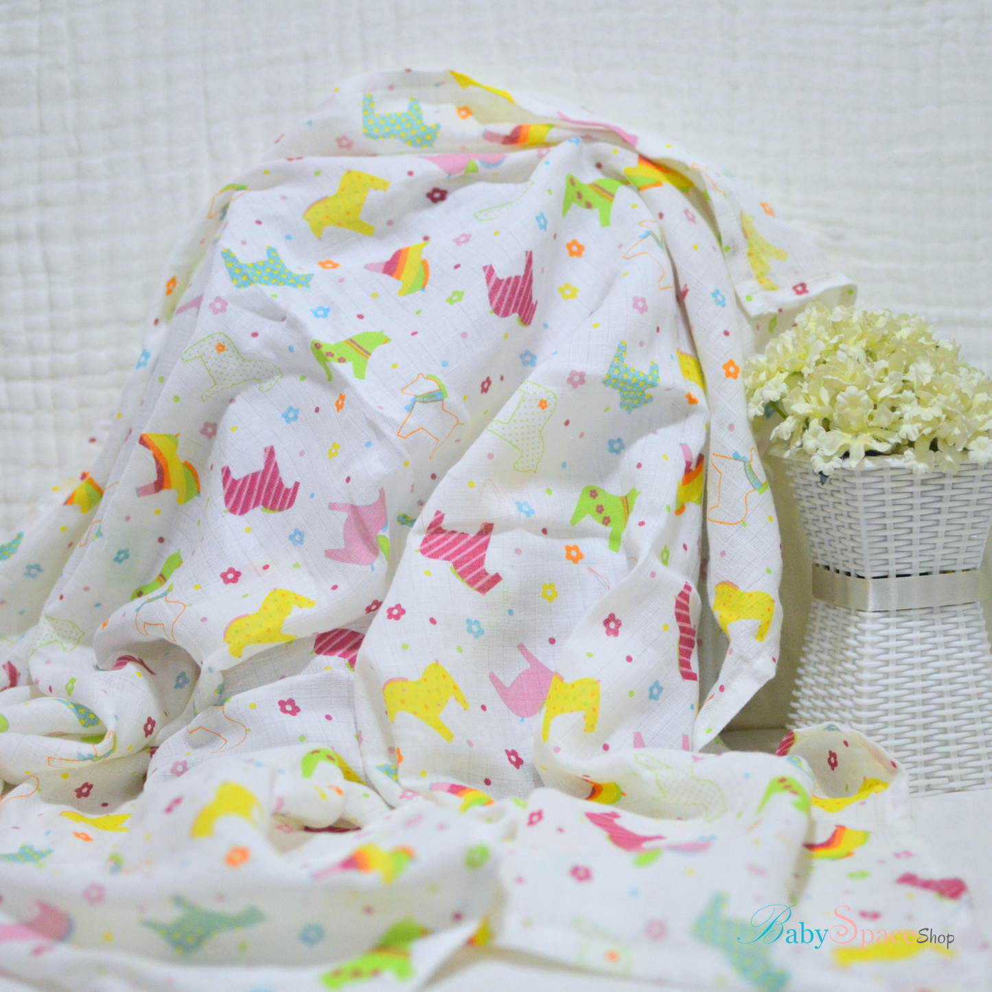 Muslin Cotton Receiving Baby Blanket 86x86cm