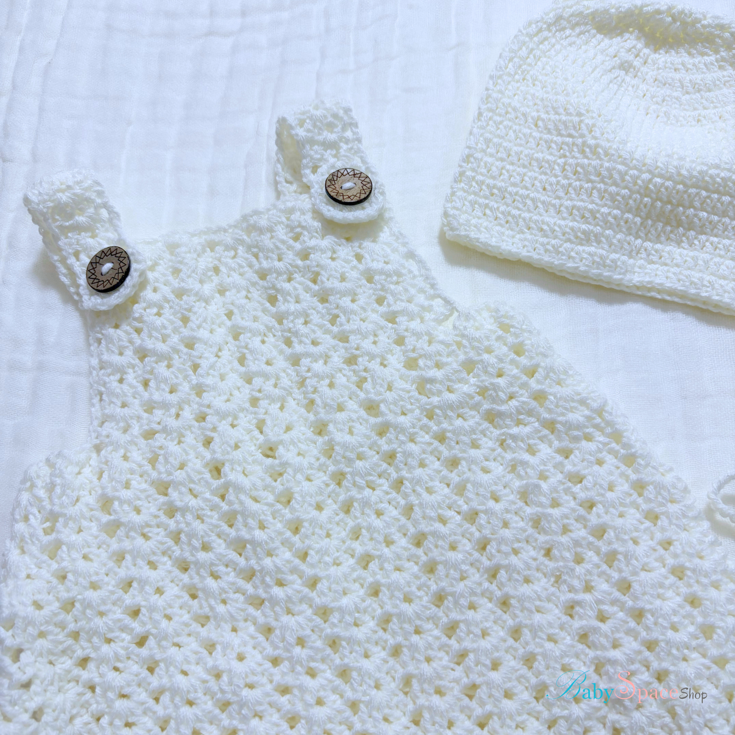 Crochet Baby Dungaree and Hat Socks -0 to 3 month size