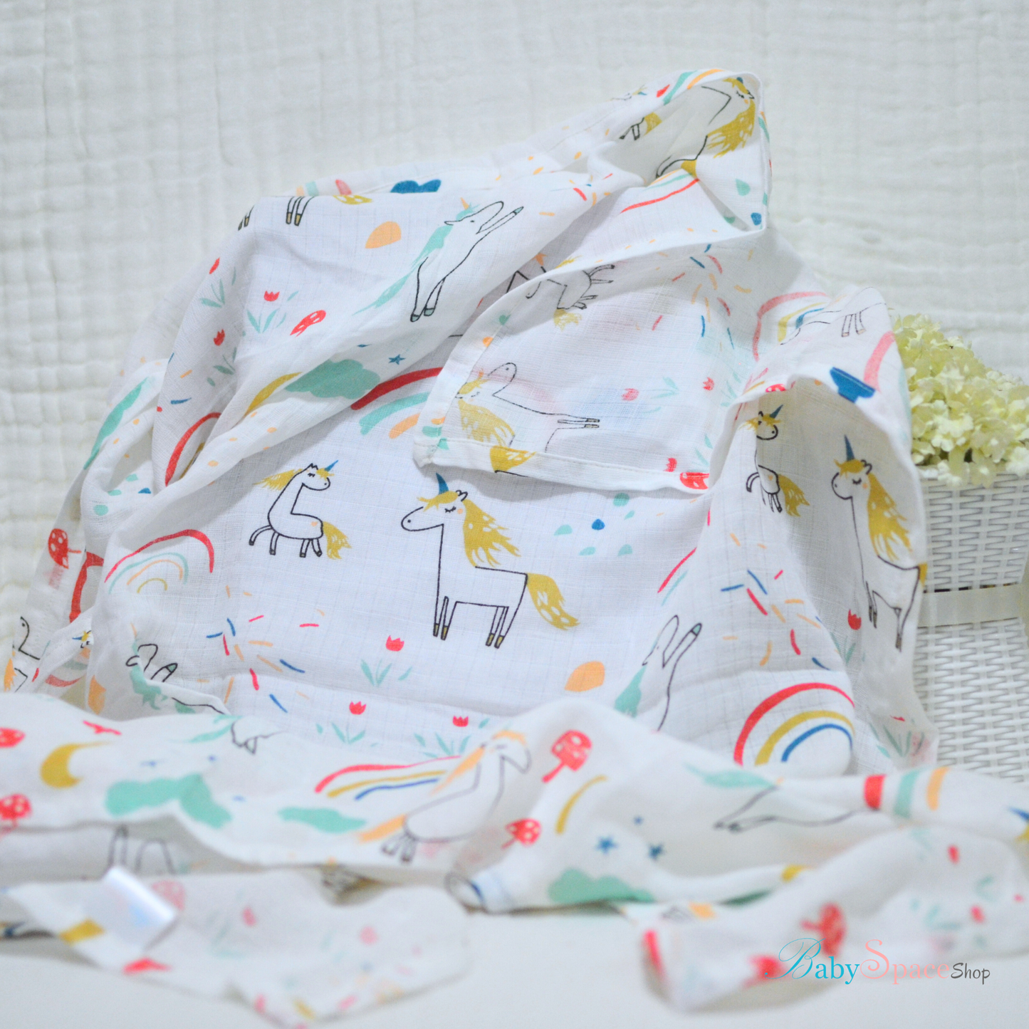 Muslin Cotton Receiving Baby Blanket 86x86cm