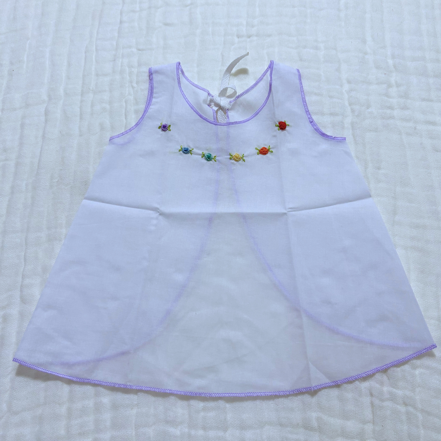 Handmade Newborn Shirt/Dress - Muslin Purple Border