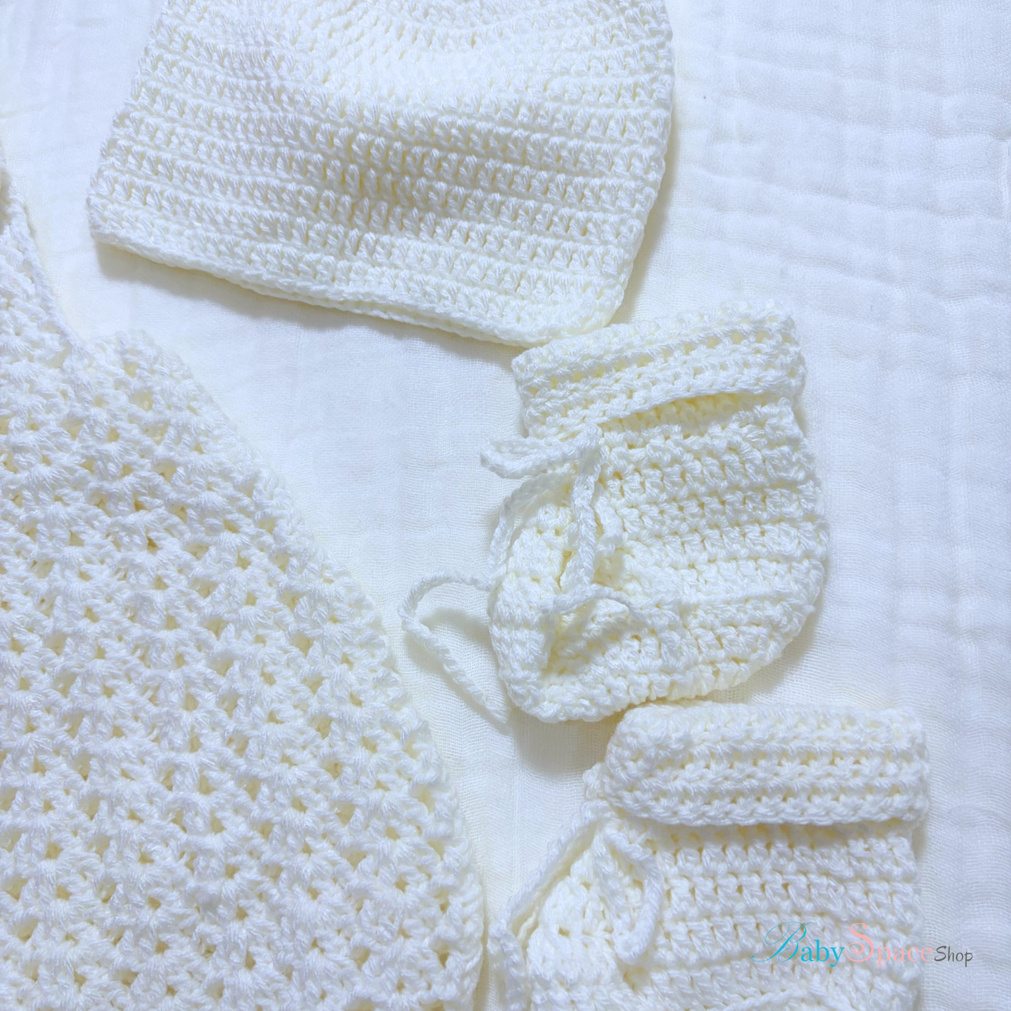 Crochet Baby Dungaree and Hat Socks -0 to 3 month size
