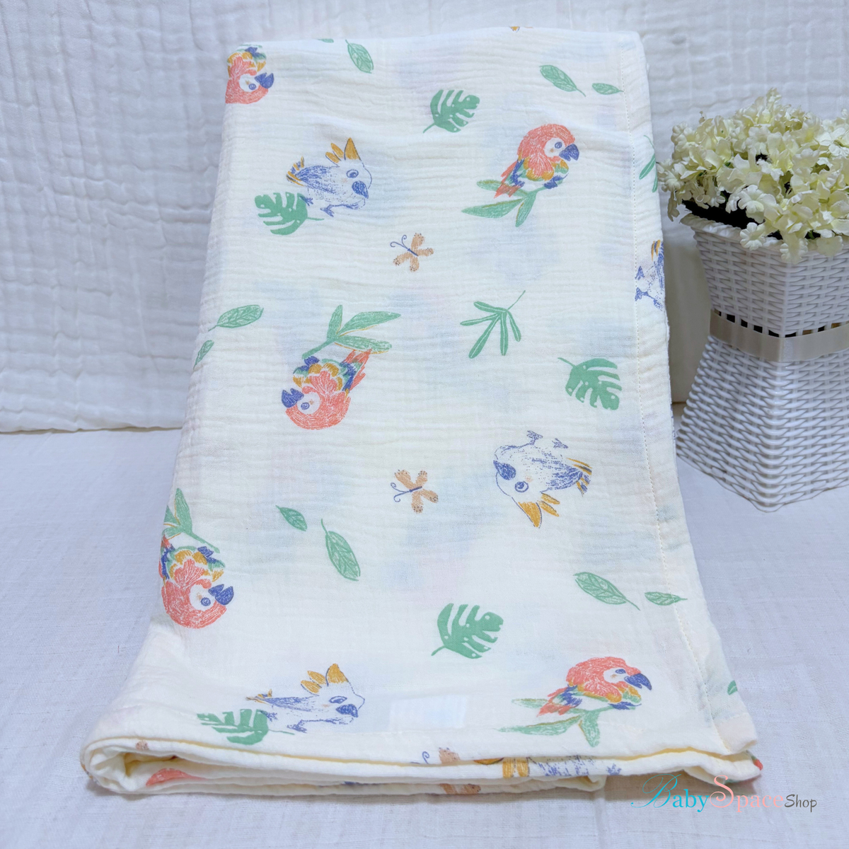Muslin Crepe Cotton Receiving Baby Blanket 95x95cm II
