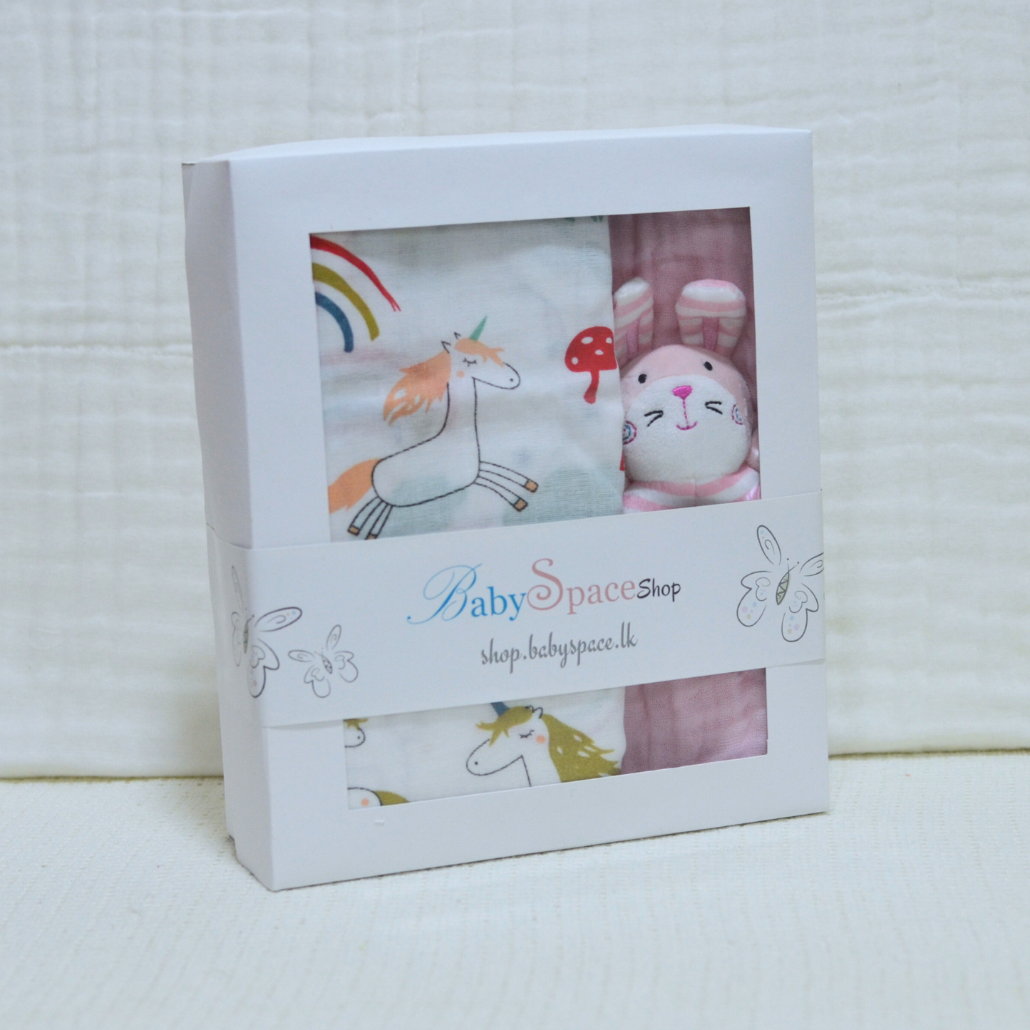 Muslin Blanket and Towel with Rattle - Gift Box