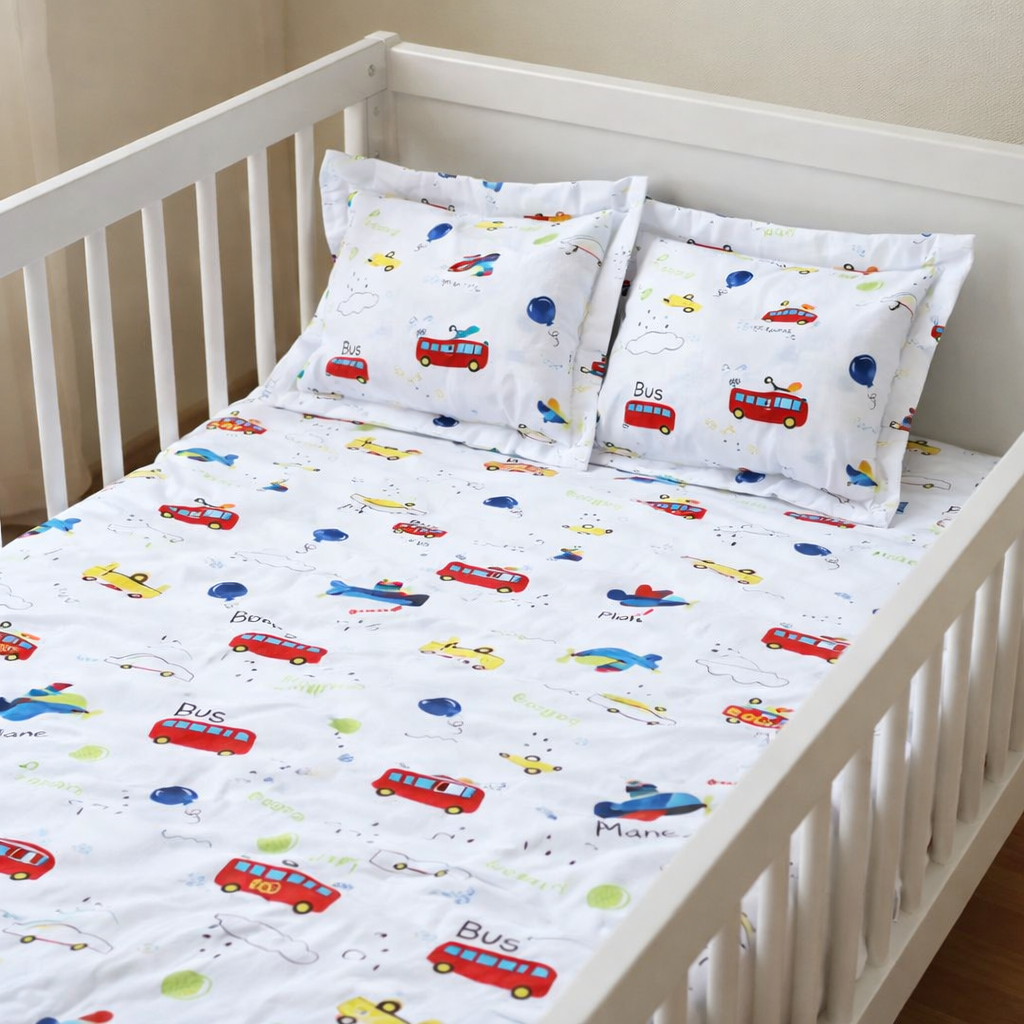 Baby Cot Sheet with 2 Matching Pillow Cases V