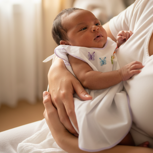 Baby held by mum