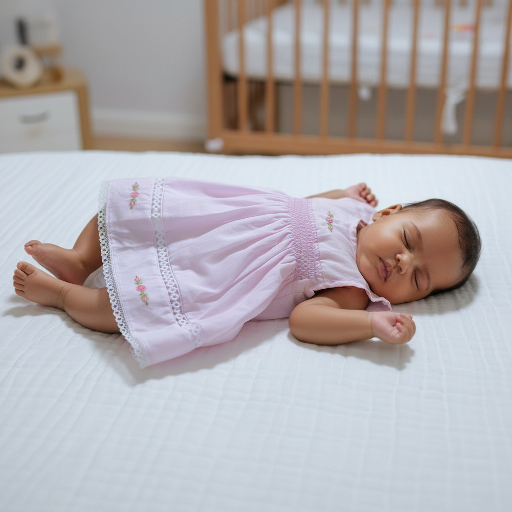 Baby in Pink Smocked Dress - Square