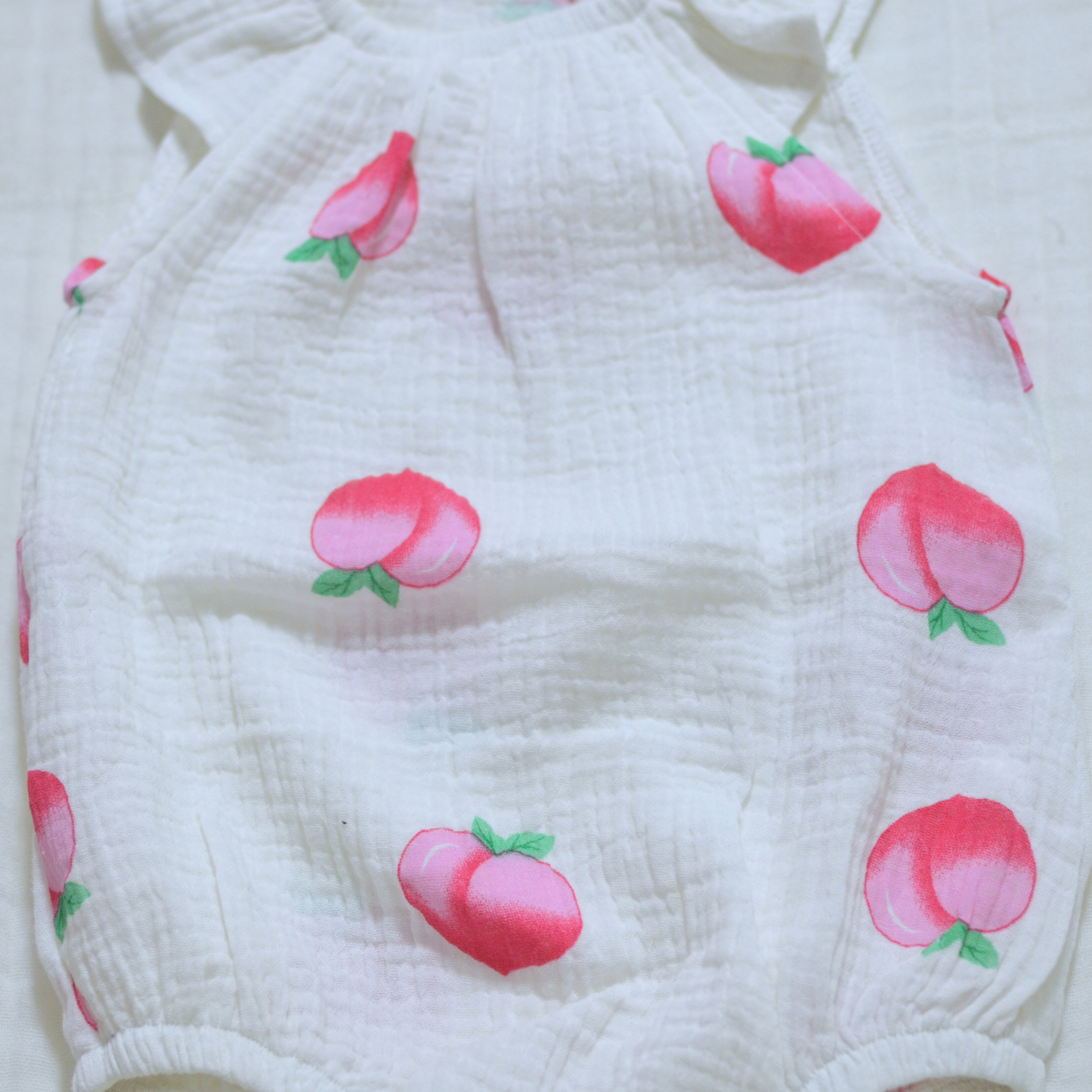 Muslin Ruffled Sleeve Baby Romper - 0 to 6 Month Size