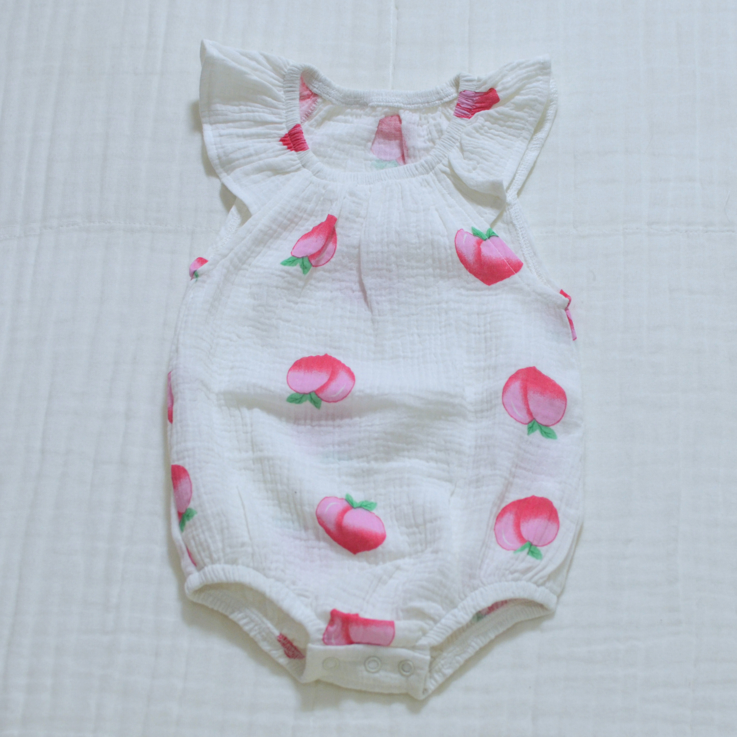 Muslin Ruffled Sleeve Baby Romper - 0 to 6 Month Size