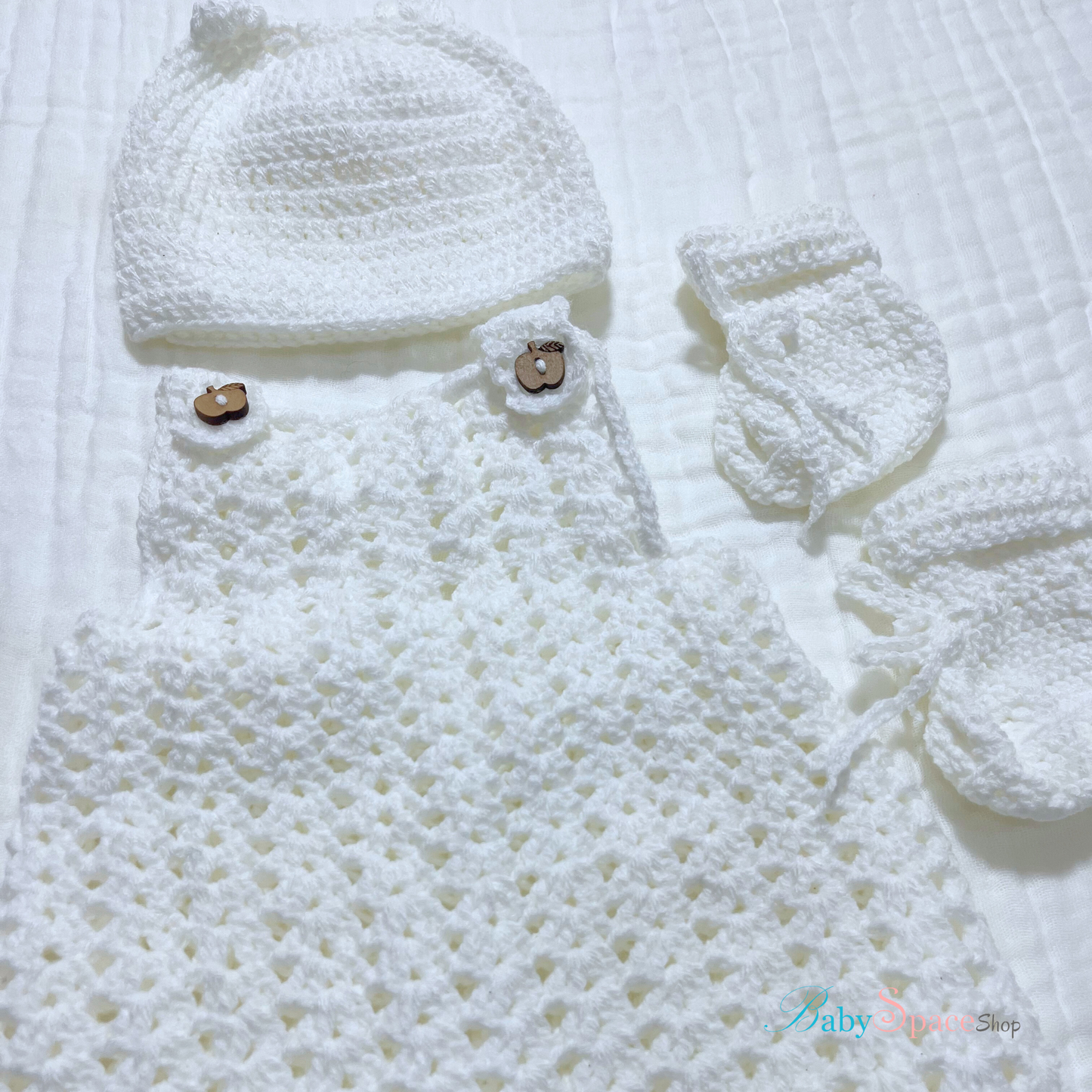 Crochet Baby Dungaree and Hat Socks - 0 to 3 month size